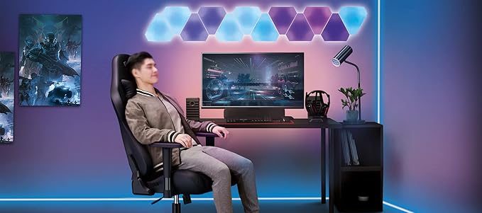 Furgle Gaming Chair - Computer Chair - Racing Style High-Back Office Chair - PU Leather Ergonomic Video Game Chairs for Adults - Adjustable Armrests - Headrest and Lumbar Support - Rocking Mode -Black