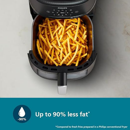 PHILIPS Air Fryer NA231/00 with touch panel, uses up to 90% less fat, 1700W, 6.2 Liter, with Rapid Air Technology (Black),Cooking window, Extra Large - T