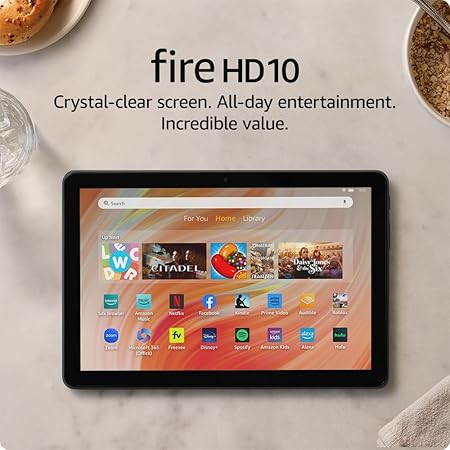 Amazon Fire HD 10 tablet, built for relaxation, 10.1" vibrant Full HD screen, octa-core processor, 3 GB RAM, latest model (2023 release), 32 GB, Black