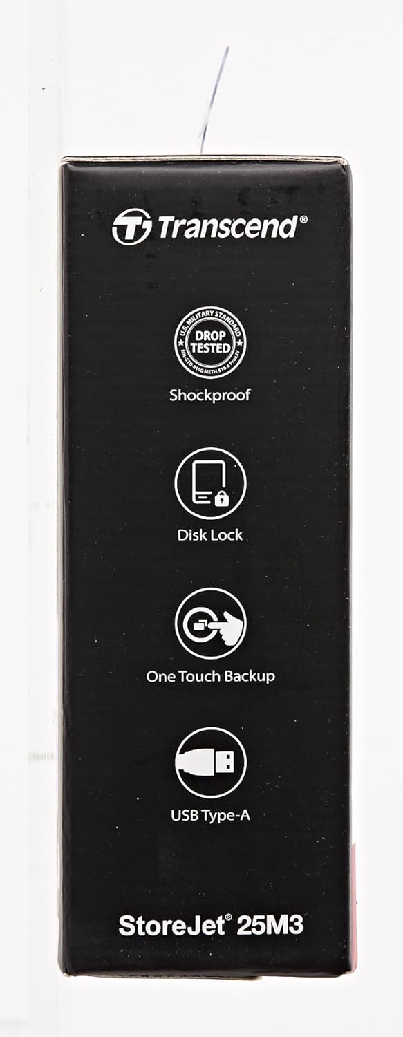 Transcend 4TB StoreJet 25M3S USB 3.1 Portable Hard Drive Rugged, Anti-Shock Resistant, Compact and Lightweight with Lightning-Fast Speeds and a One Touch Backup Button (Iron Grey) TS4TSJ25M3S