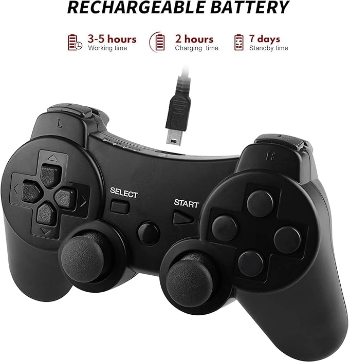 Zexrow Wireless Controller for Play-station 3, Gamepad Joystick for PS3 with USB Charger Cable Cord