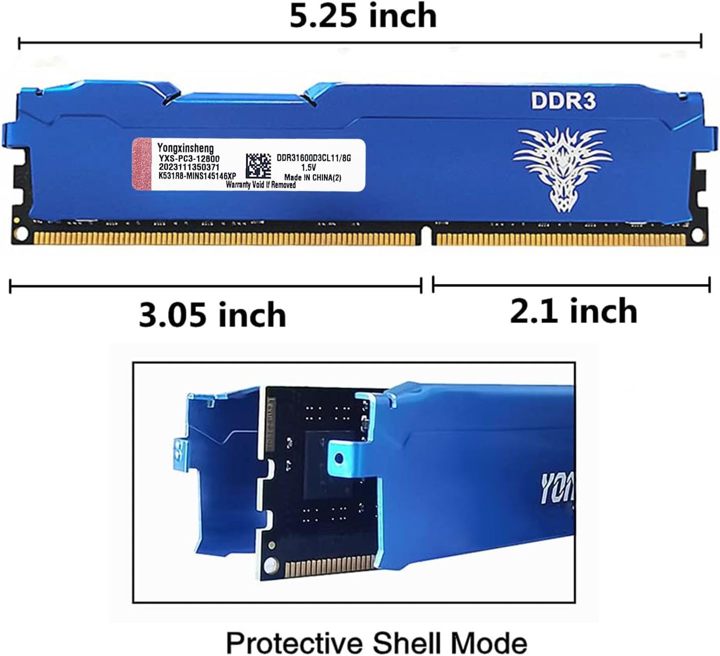 DDR3 16GB Kit (8GBx2) Desktop RAM 1600MHz PC3-12800 UDIMM Non-ECC Unbuffered 1.5V 2Rx8 Dual Rank 240 Pin CL11 PC Computer Memory Upgrade Module (Blue) - T