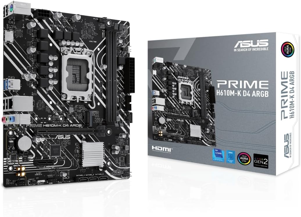 ASUS PRIME H610M-A D4-CSM LGA 1700(Intel 12th Gen) Micro-ATX Commercial motherboard (PCIe 4.0, DDR4, 2xM.2 slots,1Gb LAN, rear USB 3.2 Gen 2 ports, DP/HDMI/D-Sub, SPI-TPM header, ACCE)