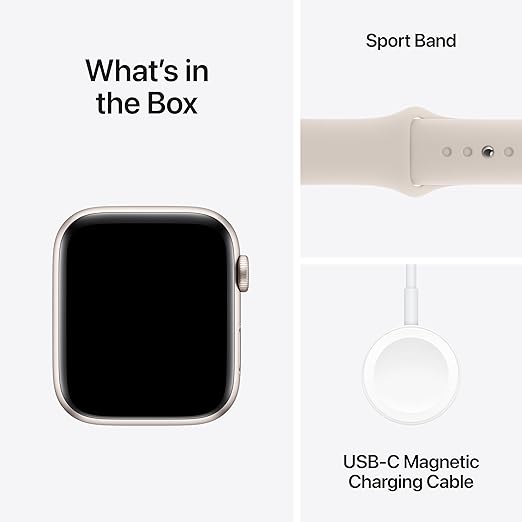 New Apple Watch SE (2nd Gen, 2023) [GPS 40mm] Smartwatch with Starlight Aluminum Case with Starlight Sport Band S/M. Fitness & Sleep Tracker, Crash Detection, Heart Rate Monitor, Water Resistant - T