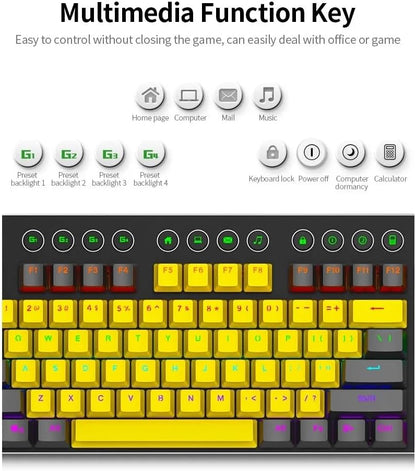 MAGIC REFINER MK-13 Gaming Mechanical Keyboard - Red Switch - Multimadia keys - Volume Wheel - Aluminium alloy panel