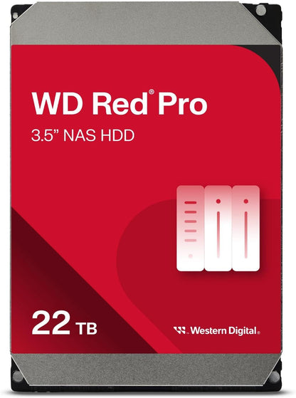 Western Digital 22TB WD Red Pro NAS Internal Hard Drive HDD - 7200 RPM, SATA 6 Gb/s, CMR, 512 MB Cache, 3.5" - WD221KFGX