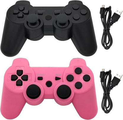 Ceozon PS3 Controller Wireless Playstation 3 Controller Bluetooth Gamepad for Playstation 3 Remote Joystick with Charging Cables 2 Pack Black + Pink