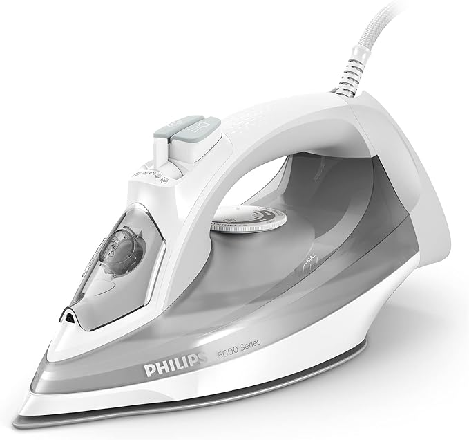 Philips Steam Iron 5000 Series - 40 g/min continuous steam, 160 g steam boost, SteamGlide Plus, Vertical steaming for hanging fabrics - DST5010/10