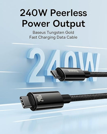 Baseus Robust 240W Super Fast Cable Rapid Charging USB-C to USB-C PD3.1 QC4.0 for Samsung Galaxy S24Ultra, S23, Note 20Ultra for Huawei, Oppo, Xiaomi, Apple and all Type C Devices (3 Meter)