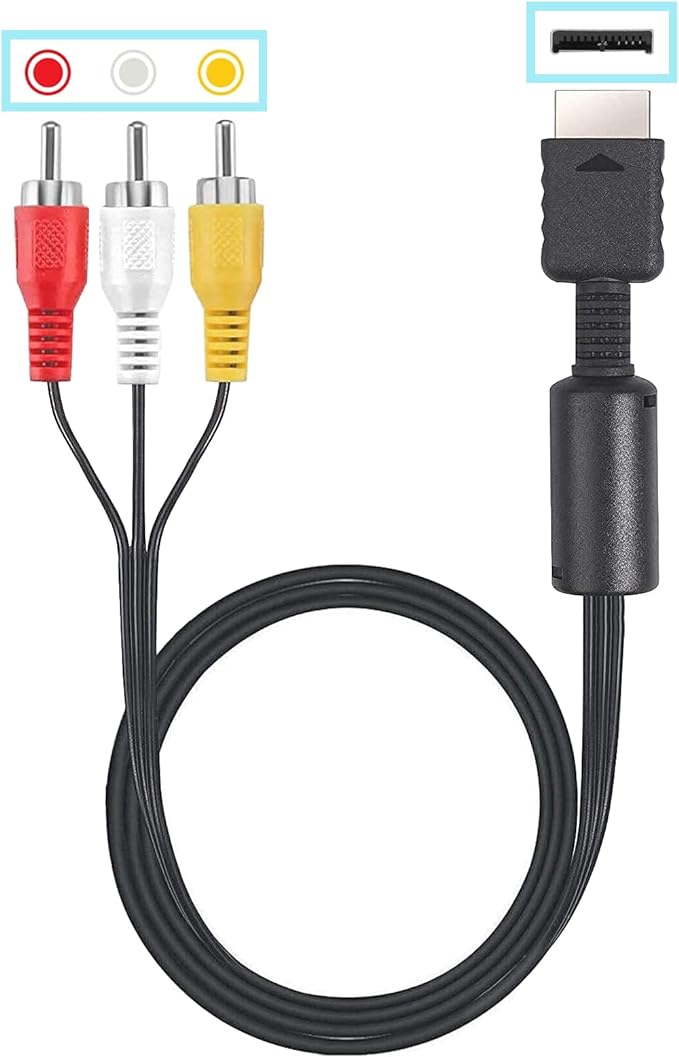 JINHEZO Playstation 3 Audio Video Cables - Game Console Component Accessories Connection Cord, RCA AV to TV Cable for Playstation, PS 1, PS 2, PS 3, Slim 2, Slim 3, 6 feet 1 Pack (Not HDMI