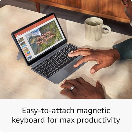 Amazon Fire Max 11 tablet productivity bundle with Keyboard Case, Stylus Pen, octa-core processor, 4 GB RAM to do more throughout your day, 64 GB, Gray, without lockscreen ads