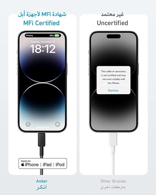 Anker 322 USB-C Lightning Cable [ 3 ft MFi Certified] Powerline II for iPhone 13, 13 Pro 12 Pro Max 12 11 X XS XR 8 Plus, AirPods Pro, Black + 18 Momths Local Warranty