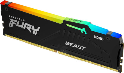 Kingston Fury Beast DDR5 RGB 16GB 6000MT/s DDR5 CL40 DIMM Desktop Gaming Memory Single Module - KF560C40BBA-16