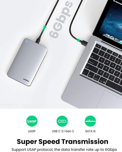 Ugreen 70498 2.5-inch sata external hard drive enclosure usb a to usb type c cable CM300