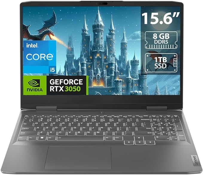 Lenovo LOQ 15IRH8 Gaming Laptop - 13th Intel Core i5-13420H 8-Cores, AI Chip: LA1, 6GB GDDR6 NVIDIA GeForce RTX 3050 Graphics, 8GB DDR5 RAM, 1 TB SSD, 15.6" FHD (1920x1080) IPS 350nits 144Hz, Win 11