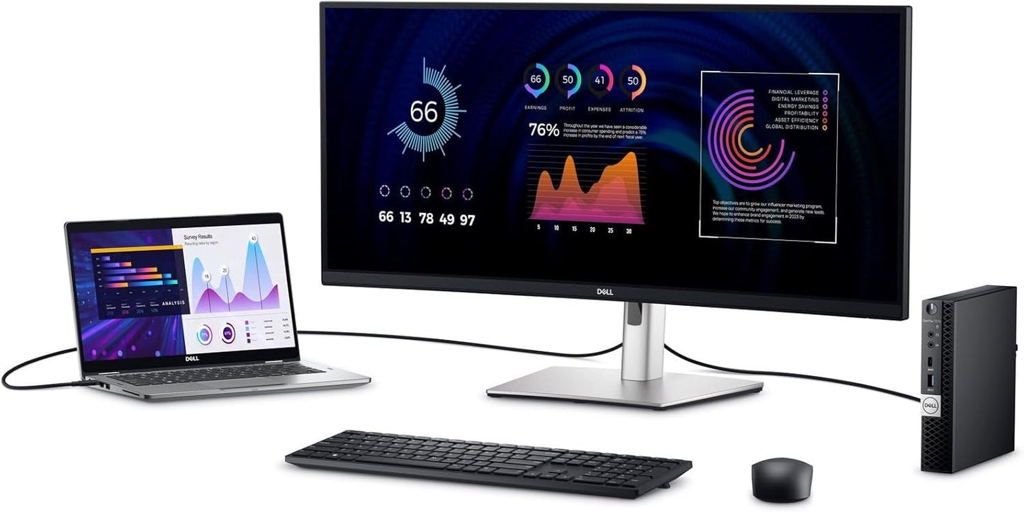 Dell P3424WE USB-C 34" WQHD (3440x1440) 21:9 3800R Curved PC Monitor, 60Hz, IPS, 5ms, 99% sRGB, USB-C, DisplayPort, HDMI, 5x USB, RJ45, 3 year warranty, Black