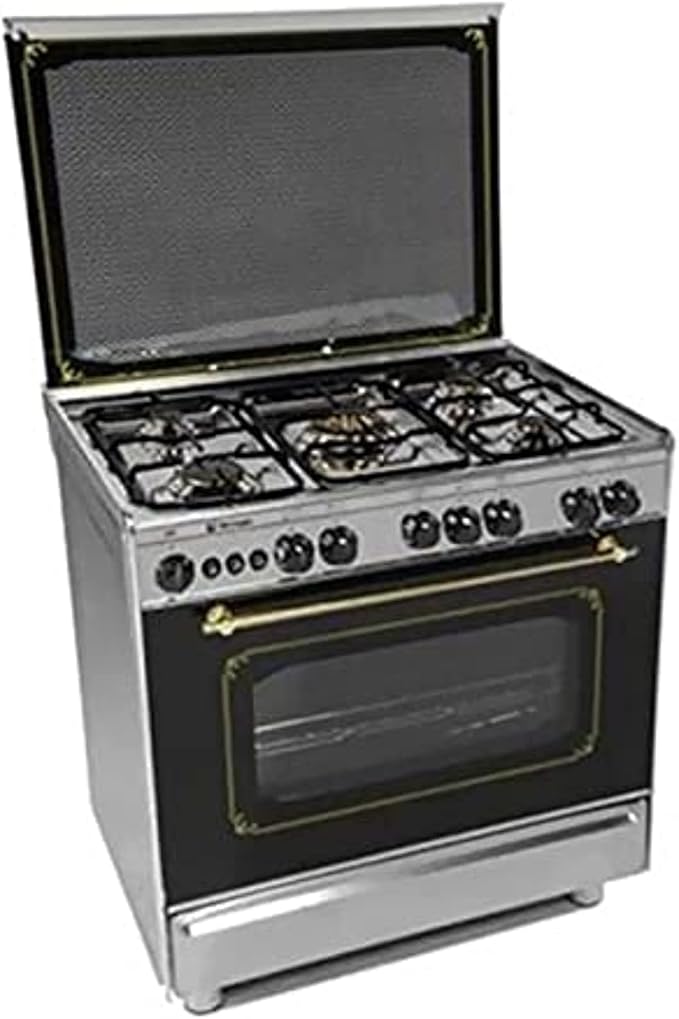 Tecnogas m-gc mystro cooker with fan - 5 burners - silver