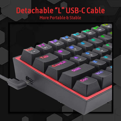 REDRAGON K617 Fizz RGB 60% Mechanical Keyboard | RED-K617-RGB, Carbon