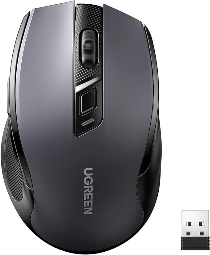 UGREEN Silent Wireless Mouse, Ergonomic Mouse 2.4GHz 4000 dpi with USB Receiver, Computer Mouse 5 Adjustable DPI Levels 5 Bontones for PC, Laptop, Macbook, Windows 11 10, macOS, Linux