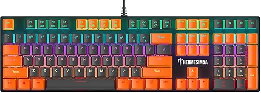 Gamdias Hermes M5A Wired Mechanical Gaming Keyboard with Multi Colors backlights, Aluminum Bezel, Anti-ghosting Keys and N-Key Rollover (Blue Mechanical Switch)