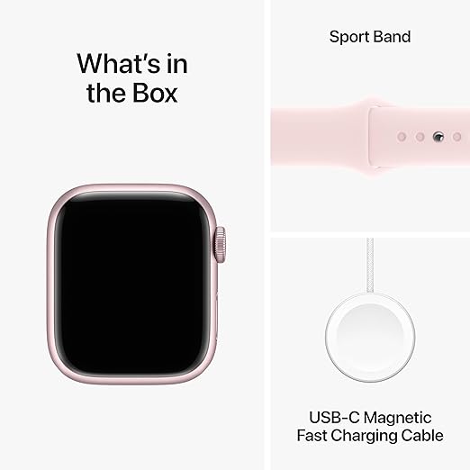 Apple Watch Series 9 [GPS 41mm] Smartwatch with Pink Aluminum Case with Pink Sport Band