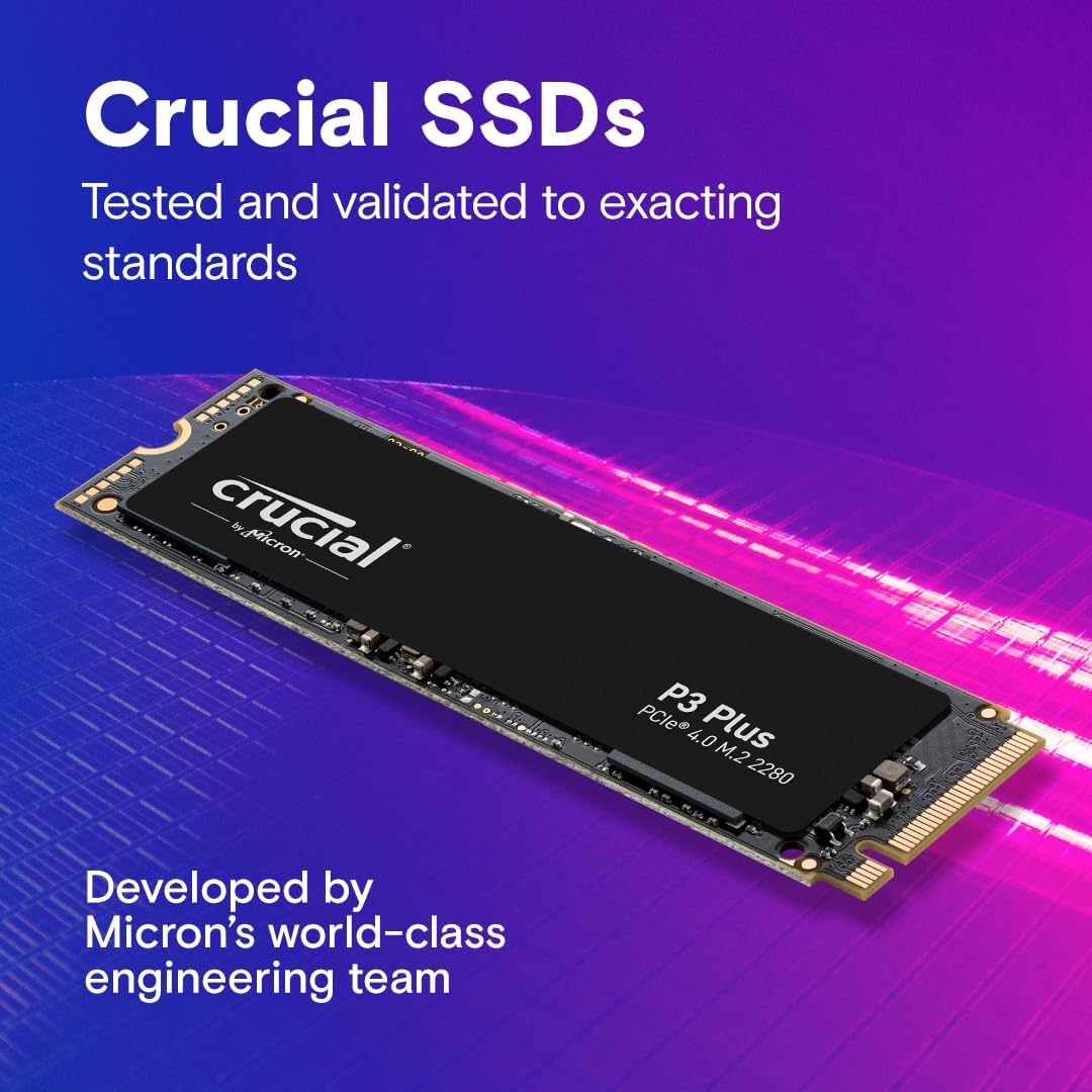 Crucial P3 Plus 1TB PCIe Gen4 3D NAND NVMe M.2 SSD, up to 5000MB/s - CT1000P3PSSD8