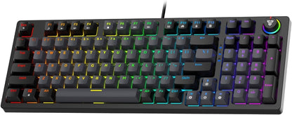 FANTECH ATOM96 MK890 Full Gaming Keyboard RGB Mechanical - RED Switch - Double Injection Keycaps - 10 Lighting Effects - Full Keys Anti-Ghosting - Dedicated Volume Knob | Gray