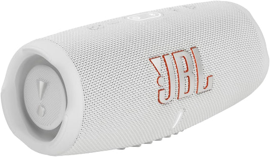 JBL Charge 5 - Portable Bluetooth Speaker with deep bass, IP67 waterproof and dustproof, 20 hours of playtime, built-in powerbank, in white