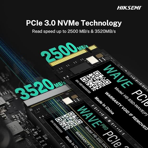 Hikvision HIKSEMI WAVE(P) 256GB NVMe M.2 PCIe Gen 3 SSD Up to 1200MB/s, Internal Solid State Drive for Desktop Laptop Computer - with 3 years warranty support