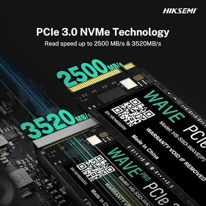 Hikvision HIKSEMI WAVE(P) 256GB NVMe M.2 PCIe Gen 3 SSD Up to 1200MB/s, Internal Solid State Drive for Desktop Laptop Computer - with 3 years warranty support