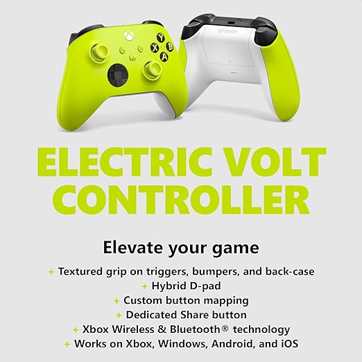 Xbox Wireless Controller For Xbox Series X|S, Xbox One, Windows10, Android, And IOS- Electric Volt