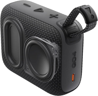 JBL Go 4 - Ultra-Portable, Waterproof and Dustproof Bluetooth Speaker, Big Pro Sound with punchy bass, 7-Hour Built-in Battery, Made in part with recycled materials (Black)