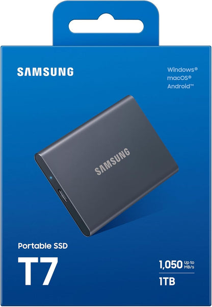 Samsung T7 Portable SSD - 1 TB - USB 3.2 Gen.2 External SSD Titanium Grey (MU-PC1T0T/WW)