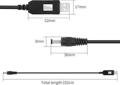 USB DC 5V to 12V Step Up Power Cable Power Supply USB Cable with DC Jack 5.5 x 2.1mm for Fan Led Light Router Speakers(1M)