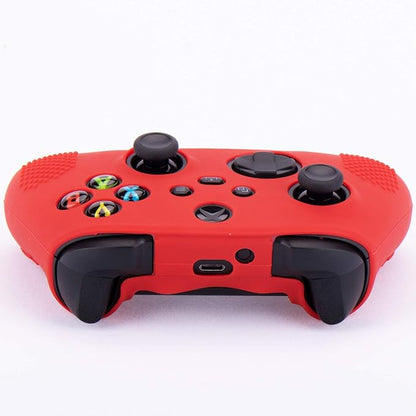 MXRC Silicone Rubber Cover Skin case Anti-Slip Customize Camouflage for Xbox Series X/S Controller x 2(Red+Blue) + FPS PRO Extra Height Thumb Grips x 8 - T