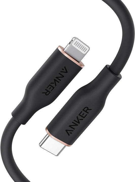 Anker PowerLine III Flow, USB C to Lightning Cable for iPhone 13 13 Pro 12 11 X XS XR 8 Plus [MFi Certified, 3ft, Midnight Black] Supports Power Delivery, Silicone Cable (Charger Not Included)