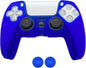 Silicone Rubber Cover Anti-Slip Skin for Playstation 5 Controller Grips,Protective Case for PS5 Wireless Controller Accessories with 2 Thumb Grips (Blue) - T