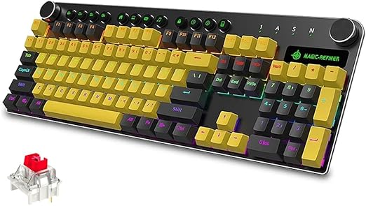 MAGIC REFINER MK-13 Gaming Mechanical Keyboard - Red Switch - Multimadia keys - Volume Wheel - Aluminium alloy panel