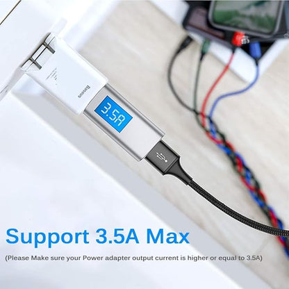 Baseus Multi Charger USB Data Cable iP Micro USB Type-C 3in1Charging Cable 3.5A Fast Charging Data Cables (Multi-coloured)