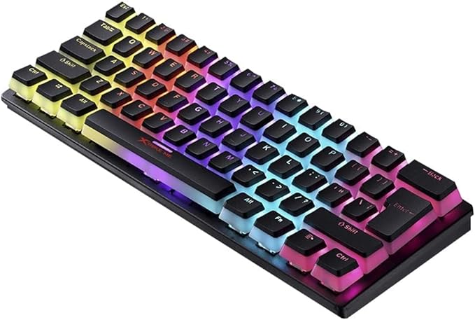 XTRIKE ME GK985P 60% Pudding Gaming Mechanical Keyboard - Blue Switches - Rainbow LED Lighting - PBT Key Caps - English Only Keys, USB