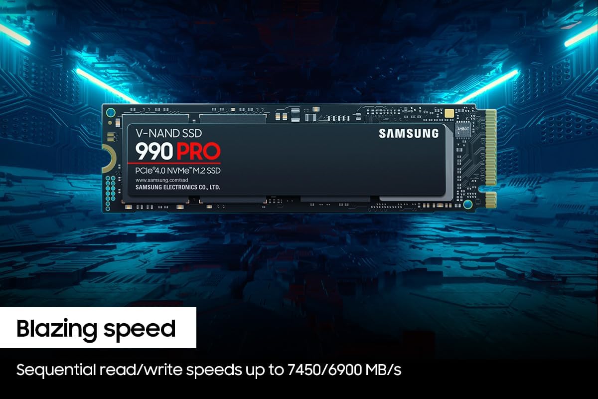 Samsung 990 PRO Series - 1TB PCIe Gen4. X4 NVMe 2.0c - M.2 Internal SSD (MZ-V9P1T0B/AM)