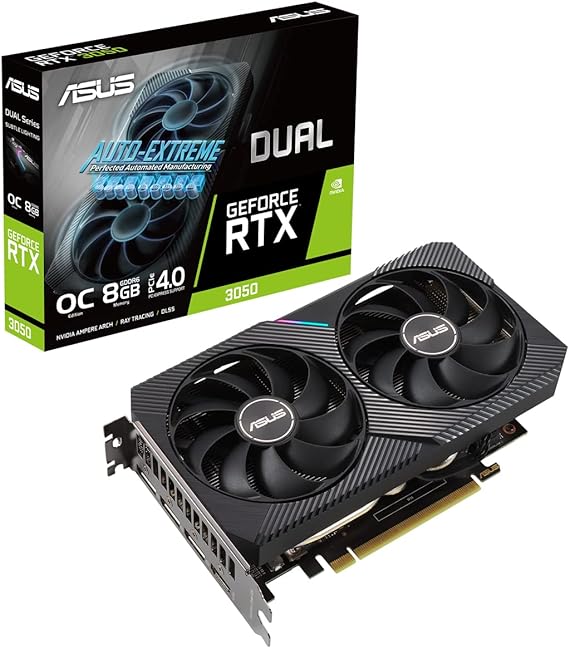 ASUS Dual GeForce RTX 3050 OC Edition 8GB GDDR6 RAM Graphics Card 128 bit 2560 CUDA Cores PCIE 4.0 3 Years Warranty High End Gaming Mining Editing