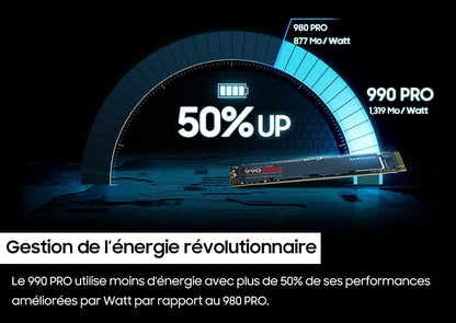 Samsung 990 PRO NVMe M.2 SSD, 4 TB, PCIe 4.0, 7,450 MB/s Read, 6,900 MB/s Write, Internal SSD, for Gaming and Video Editing, MZ-V9P4T0BW