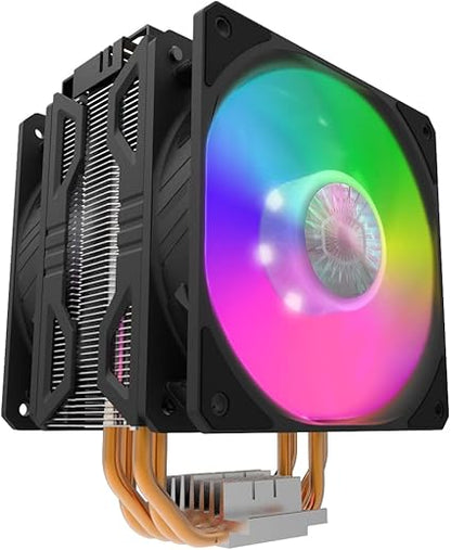 Cooler Master Hyper 212 LED Turbo ARGB CPU Air Cooler - Jet Black Aluminium Finish, 4 Continuous Direct Contact Heat Pipes with Fins, Dual SickleFlow 120 ARGB Fans, ARGB LED Controller - ARGB