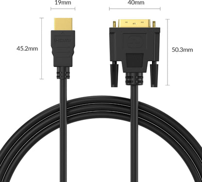 JAMEGA HDMI to DVI Adapter Cable 1m - Bidirectional Cable (HDMI to DVI and DVI to HDMI) 24+1, DVI to HDMI Cable with 1080P High Speed FullHD 3D Dual Link Adapter Converter for Laptop Desktop Xbox