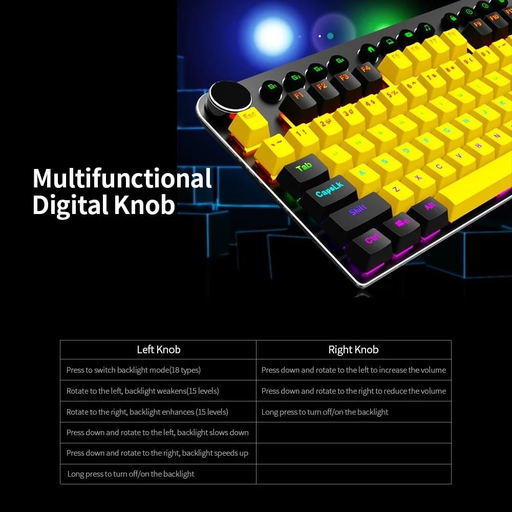 MAGIC REFINER MK-13 Gaming Mechanical Keyboard - Red Switch - Multimadia keys - Volume Wheel - Aluminium alloy panel
