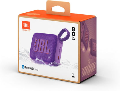 JBL Go 4 in Purple - Portable Bluetooth Speaker Box Pro Sound, Deep Bass and Playtime Boost Function - Waterproof and Dustproof - 7 Hours Runtime