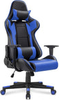 Mahmayi C599 PU Leather Adjustable Gaming Chair Ergonomic Design High Back Lumber Support Adjustable Neck Pillow Steel Frame Strong Nylon Base for Home & Office - Blue/Black