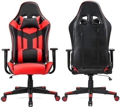 Alamal Leather Gaming Chair High Back Tilting Adjustable Arms and Back Support, Red