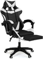 IDMarket - Alex Adjustable Gaming Chair with Footrest, Head Cushion and Lumbar Cushion Black and White